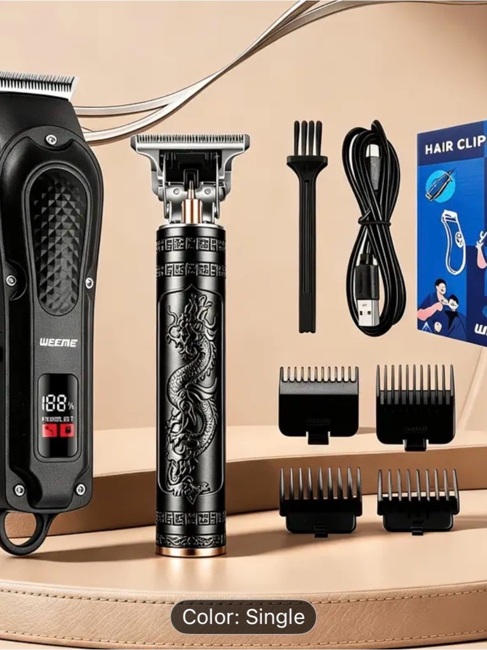 Dragon Engraved Cordless Trimmer – Black